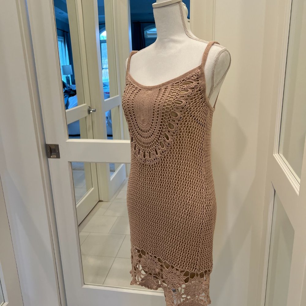 Trina Turk crochet dress in nude/beige